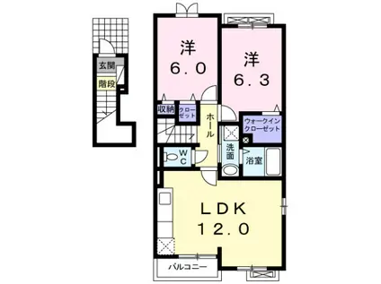 サンシャイン新町(2LDK/2階)の間取り写真