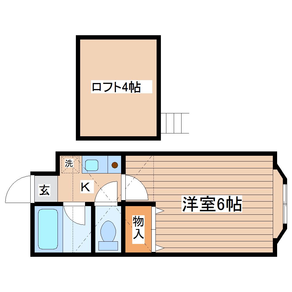 ベルシティ木ノ下(1K/1階)の間取り写真