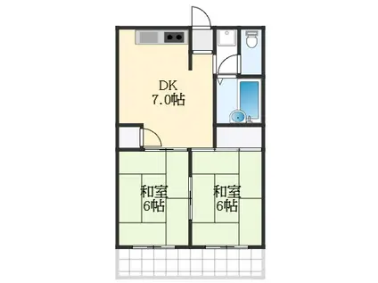 コーポ西取石(2DK/3階)の間取り写真