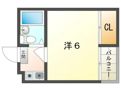ブルースカイ古川橋(1K/4階)の間取り写真