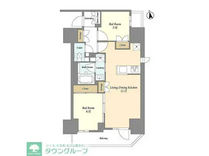 グランカーサ船堀II(2LDK/11階)の間取り写真