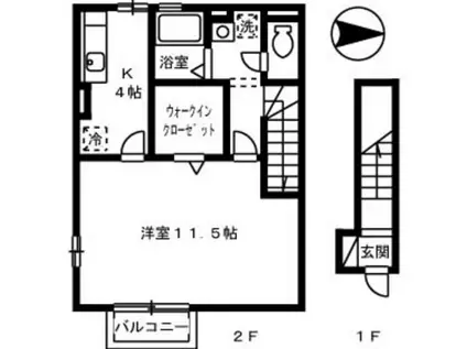 ローズコート(1K/2階)の間取り写真