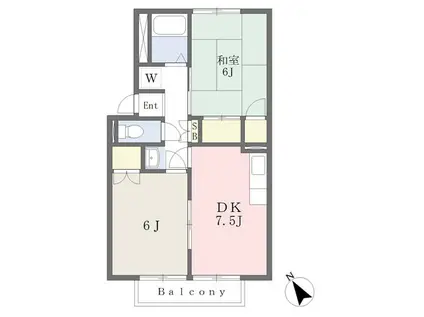 トゥインクル市名坂(2DK/1階)の間取り写真