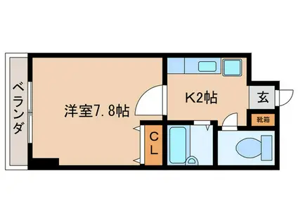 サンセール加藤II(1K/3階)の間取り写真