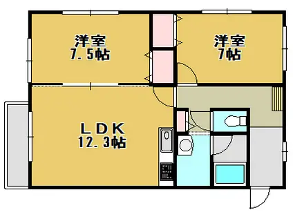カッコーマンション(2LDK/3階)の間取り写真