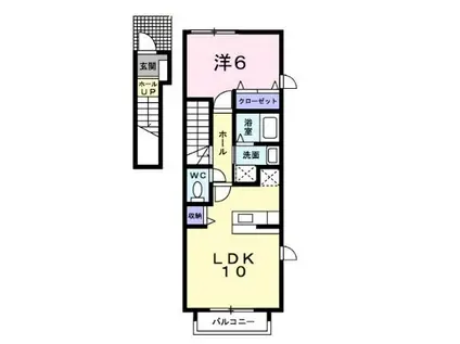 アバンツァート西大寺(1LDK/2階)の間取り写真