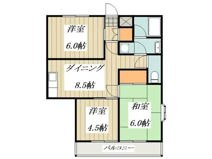 アメニティ国分寺(3DK/1階)の間取り写真