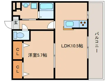 結充イムーブル B館(1LDK/3階)の間取り写真