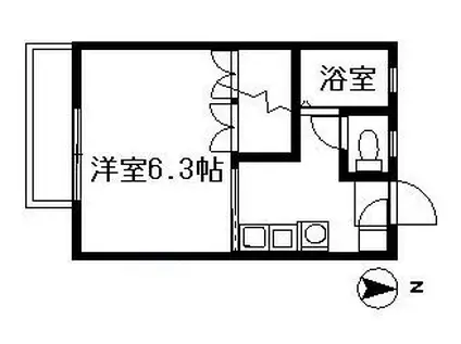 エステート東青田(1K/1階)の間取り写真