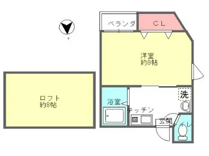 アレグレア桜(1SK/3階)の間取り写真