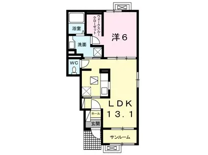 メル カノン1(1LDK/1階)の間取り写真