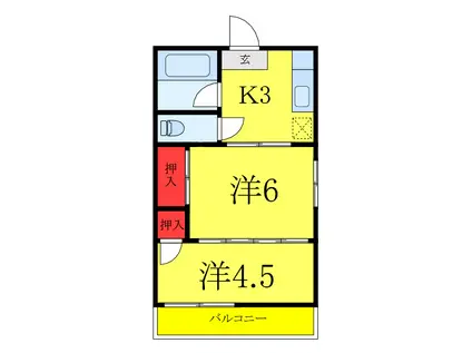 ムラカミ川口ビル(2K/4階)の間取り写真
