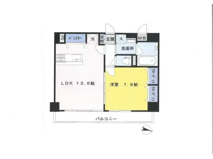 メルヴェーユイイダ北園(1LDK/6階)の間取り写真