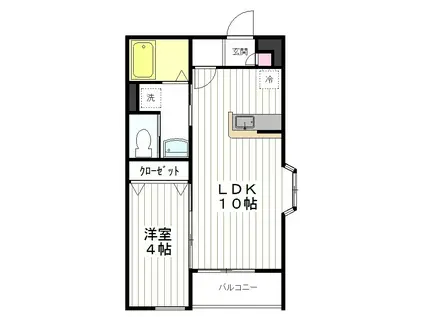 SYUハイツ(1LDK/2階)の間取り写真