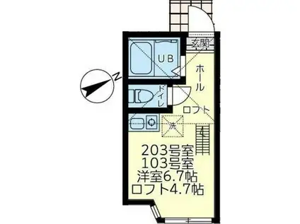 ユナイト新町レモンド(ワンルーム/2階)の間取り写真