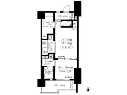 パークキューブ東品川(1LDK/4階)の間取り写真