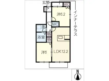 BELLE LEAD長良福江町(2LDK/1階)の間取り写真