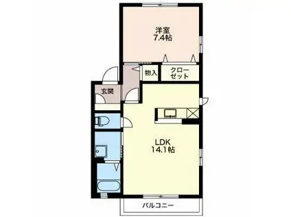 さくらヒルズII(1LDK/1階)の間取り写真