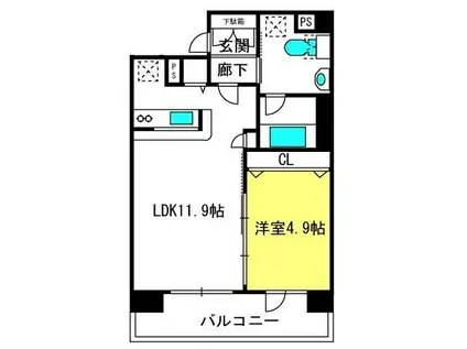 シュロスさいたま新都心(1LDK/2階)の間取り写真