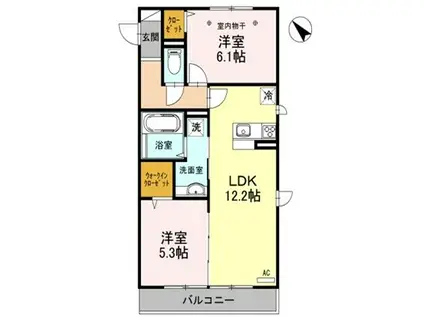 ルヴォワール(2LDK/1階)の間取り写真