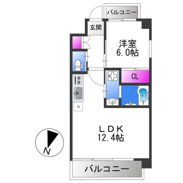 プレジオ森河内ASIAN(1LDK/5階)の間取り写真