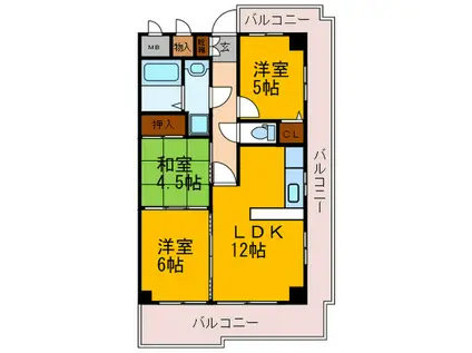 ツインコートM(3LDK/3階)の間取り写真