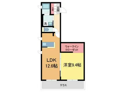 シャーメゾン神楽(1LDK/1階)の間取り写真