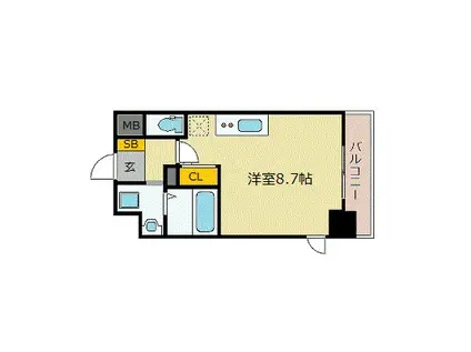 エスリード北浜イースト(1K/8階)の間取り写真