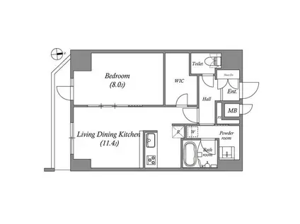 クオリタス浅草橋(1LDK/9階)の間取り写真