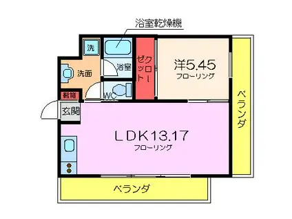 グランリーオ(1LDK/5階)の間取り写真