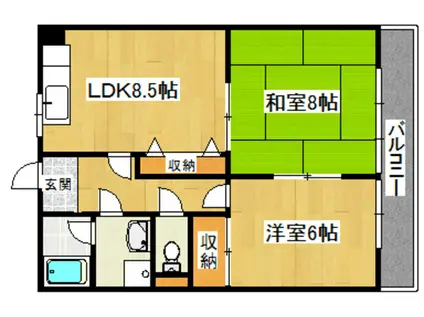 ハイツニシタニ(2LDK/2階)の間取り写真