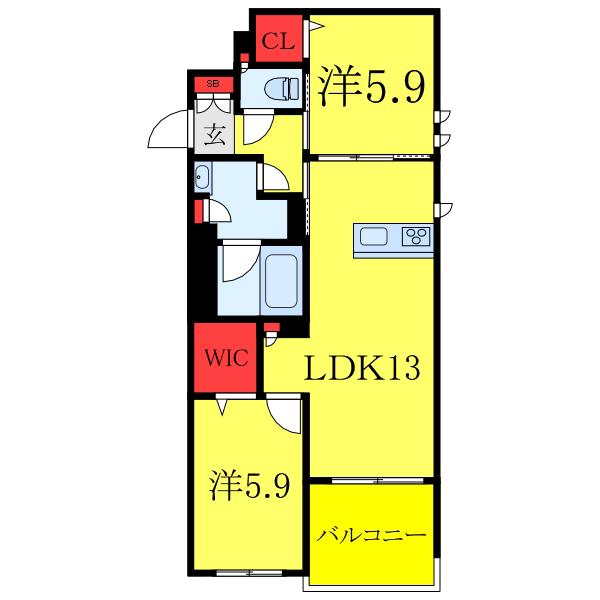 センターレジデンス グランデ(2LDK/2階)の間取り写真
