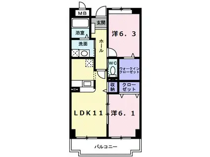 メゾン苗田(2LDK/1階)の間取り写真