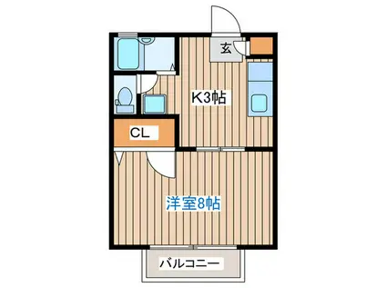 グレイスコートK(1K/2階)の間取り写真