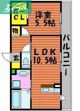 グランシャリオ B棟(1LDK/1階)の間取り写真