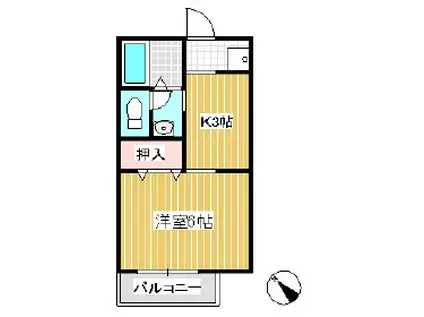 サンビレッジ塩尻B棟(1K/1階)の間取り写真