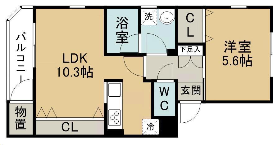 JR仙石線 福田町駅 徒歩10分 3階建 築27年(1LDK/2階)の間取り写真