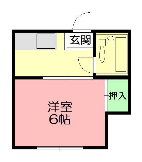 ヒルトップ東海(1K/1階)の間取り写真