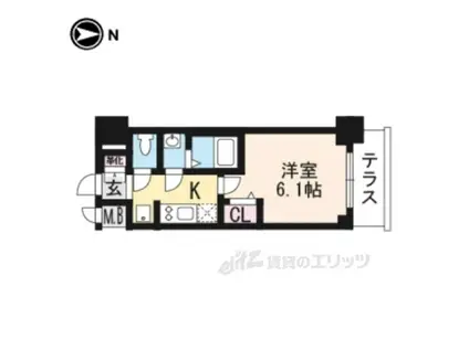 プレサンスTHE KYOTO 吉祥院(1K/1階)の間取り写真