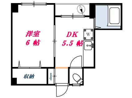 第一益戸ビル(1DK/3階)の間取り写真