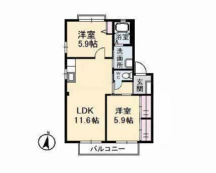 ルピナス(2LDK/2階)の間取り写真