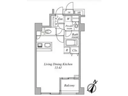 セントラルクリブ六本木3(ワンルーム/6階)の間取り写真