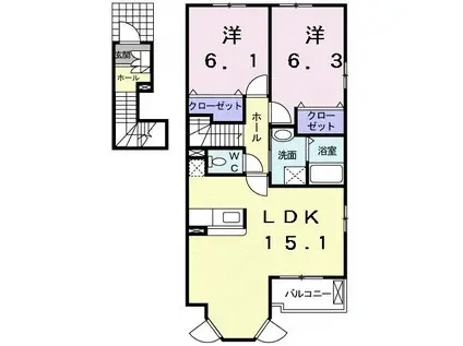ラ・デュッサ(2LDK/2階)の間取り写真