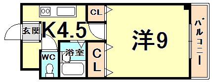 エストゥディオ甲子園口(1K/3階)の間取り写真