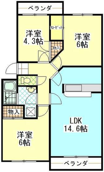 しあわせ野44(3LDK/3階)の間取り写真