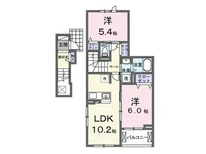 ベル グリシーヌ(2LDK/2階)の間取り写真