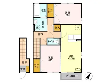 モナムール(2LDK/2階)の間取り写真