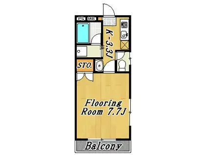 ライジングサンPART2(1K/3階)の間取り写真