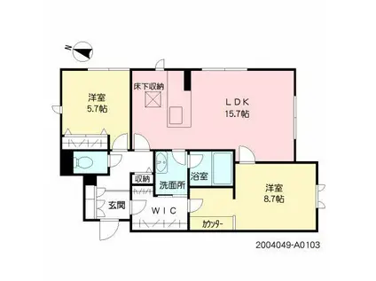 BEREO大江(2LDK/1階)の間取り写真