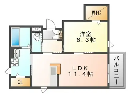 ドリーム橋波(1LDK/3階)の間取り写真